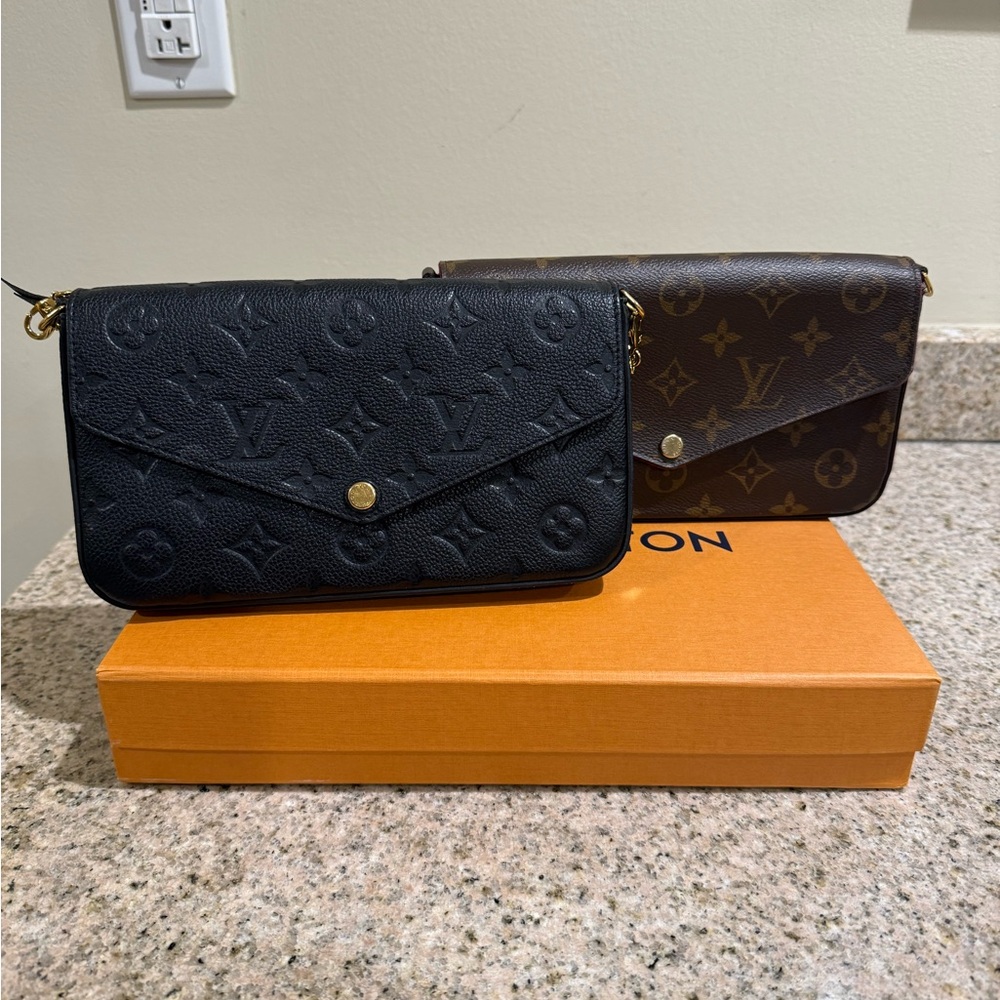 Louis Vuitton félicie pochette Black and Brown Clutch Set